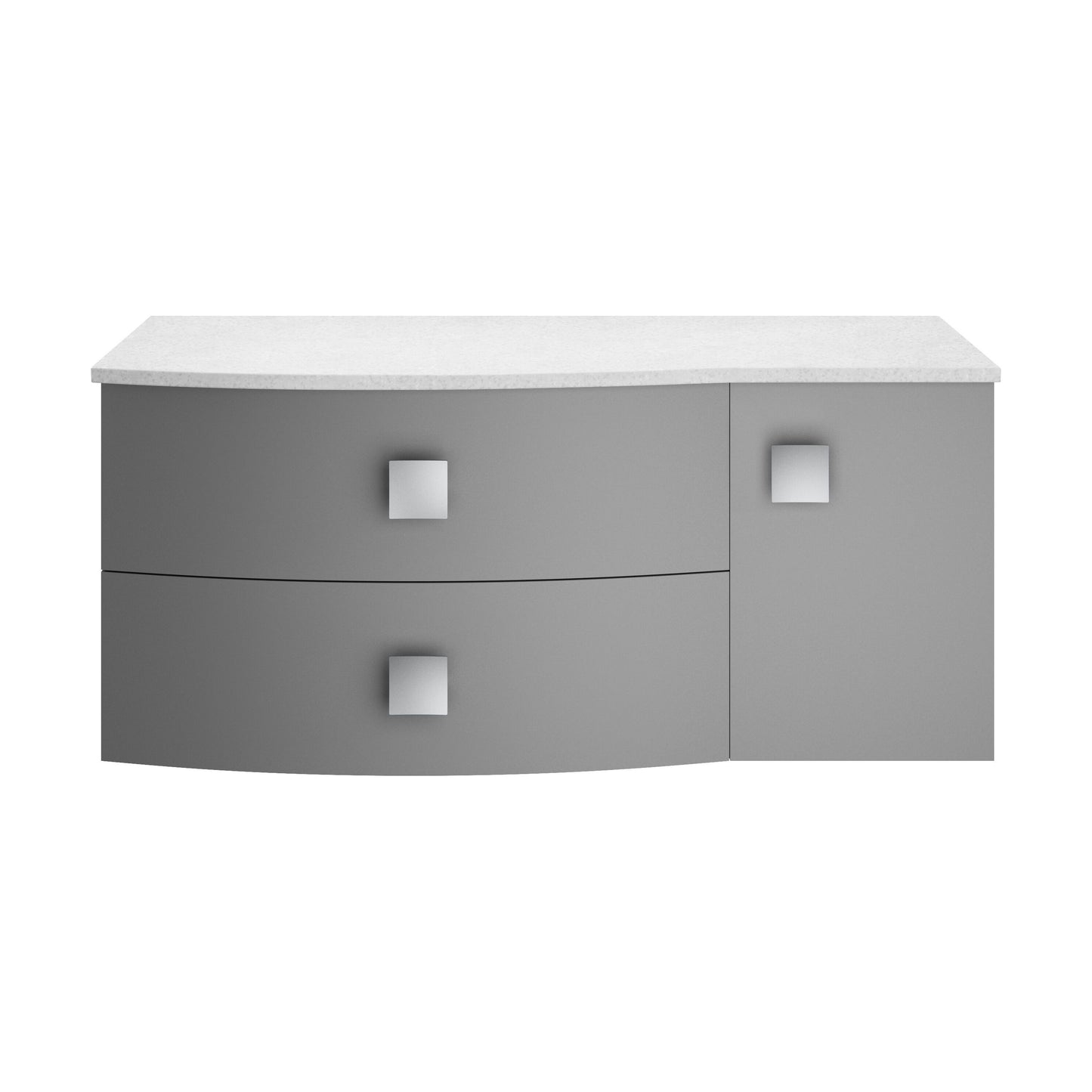 [BFAR203L] Gentleshaw Contemporary 2 Drawer Left-Hand Wall Hung Vanity Unit with White Marble Worktop, Dove Grey, 1012mm - Cutout