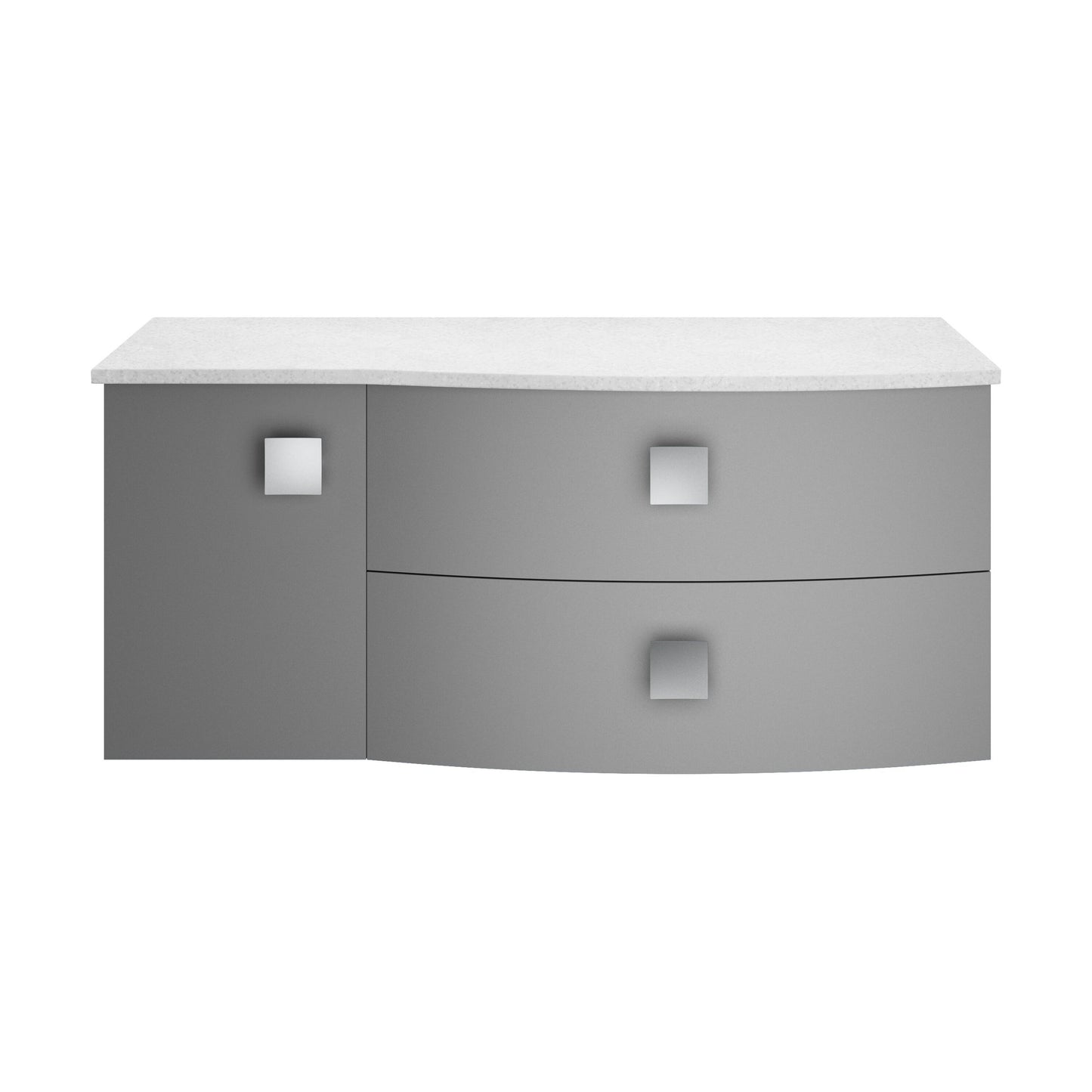 [BFAR203R] Gentleshaw Contemporary 2 Drawer Right-Hand Wall Hung Vanity Unit with White Marble Worktop, 1000mm - Cutout