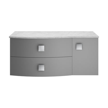 [BFAR205R] Gentleshaw Contemporary 2 Drawer Right-Hand Wall Hung Vanity Unit with Grey Marble Worktop, 1000mm - Cutout