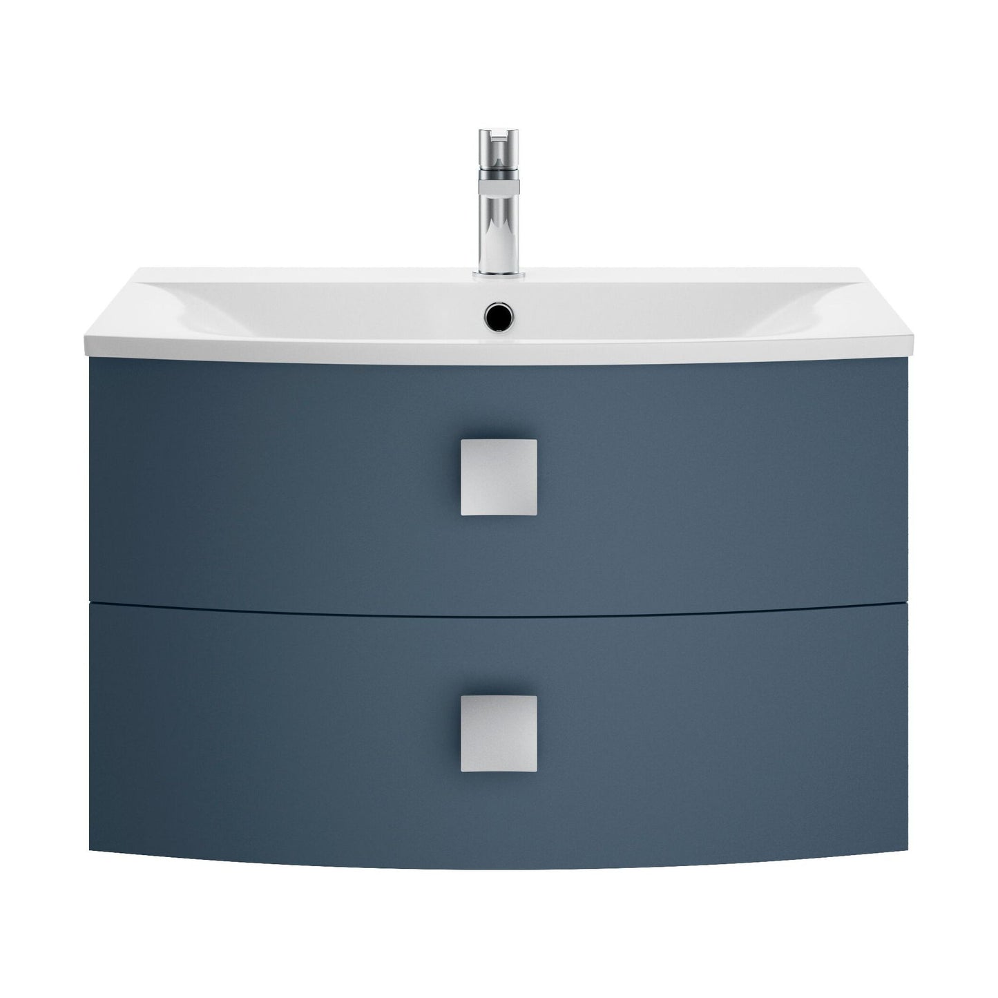 [BFAR301] Gentleshaw Contemporary 2 Drawer Wall Hung Vanity Unit with Curved Basin, Mineral Blue, 700mm - Cutout
