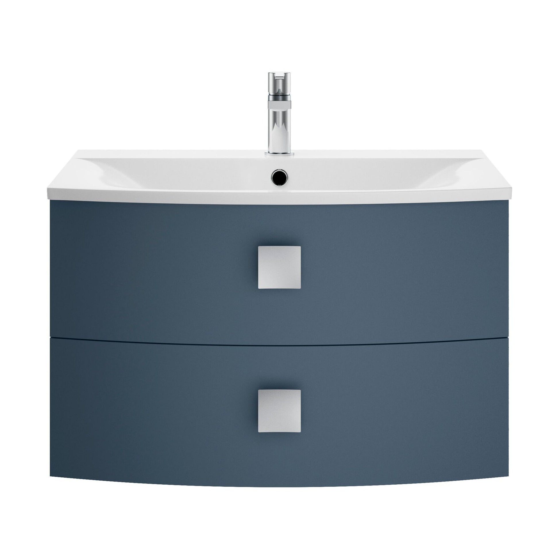 [BFAR301] Gentleshaw Contemporary 2 Drawer Wall Hung Vanity Unit with Curved Basin, Mineral Blue, 700mm - Cutout