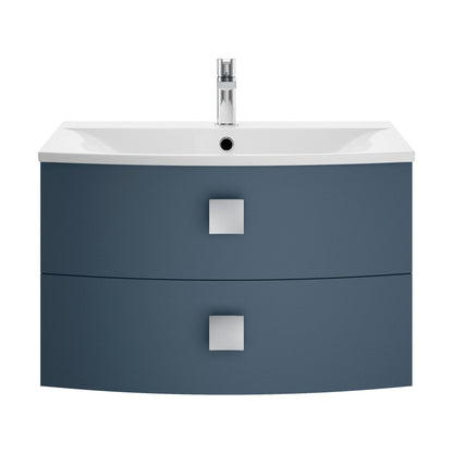 [BFAR301] Gentleshaw Contemporary 2 Drawer Wall Hung Vanity Unit with Curved Basin, Mineral Blue, 700mm - Cutout
