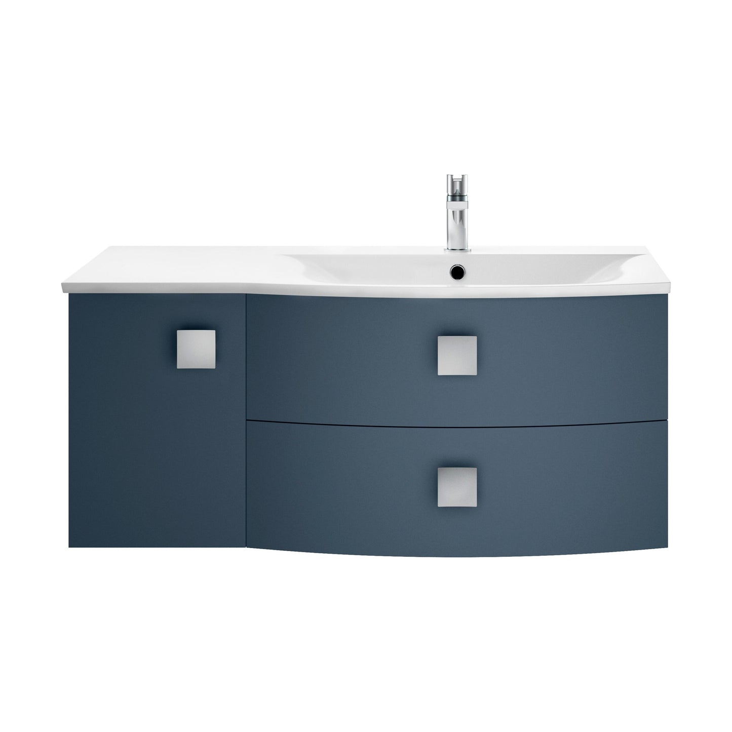 [BFAR302R] Gentleshaw Contemporary 1 Door 2 Drawer Right-Hand Wall Hung Vanity Unit with Curved Basin, Mineral Blue, 1000mm - Cutout