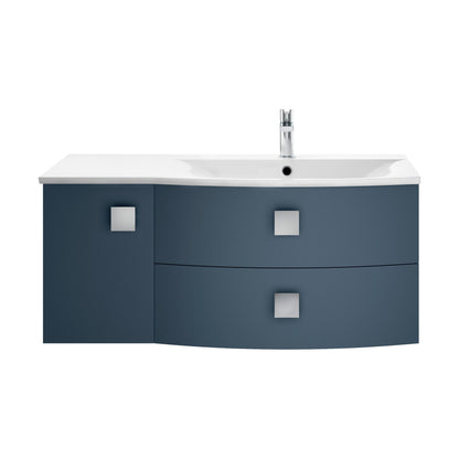 [BFAR302R] Gentleshaw Contemporary 1 Door 2 Drawer Right-Hand Wall Hung Vanity Unit with Curved Basin, Mineral Blue, 1000mm - Cutout