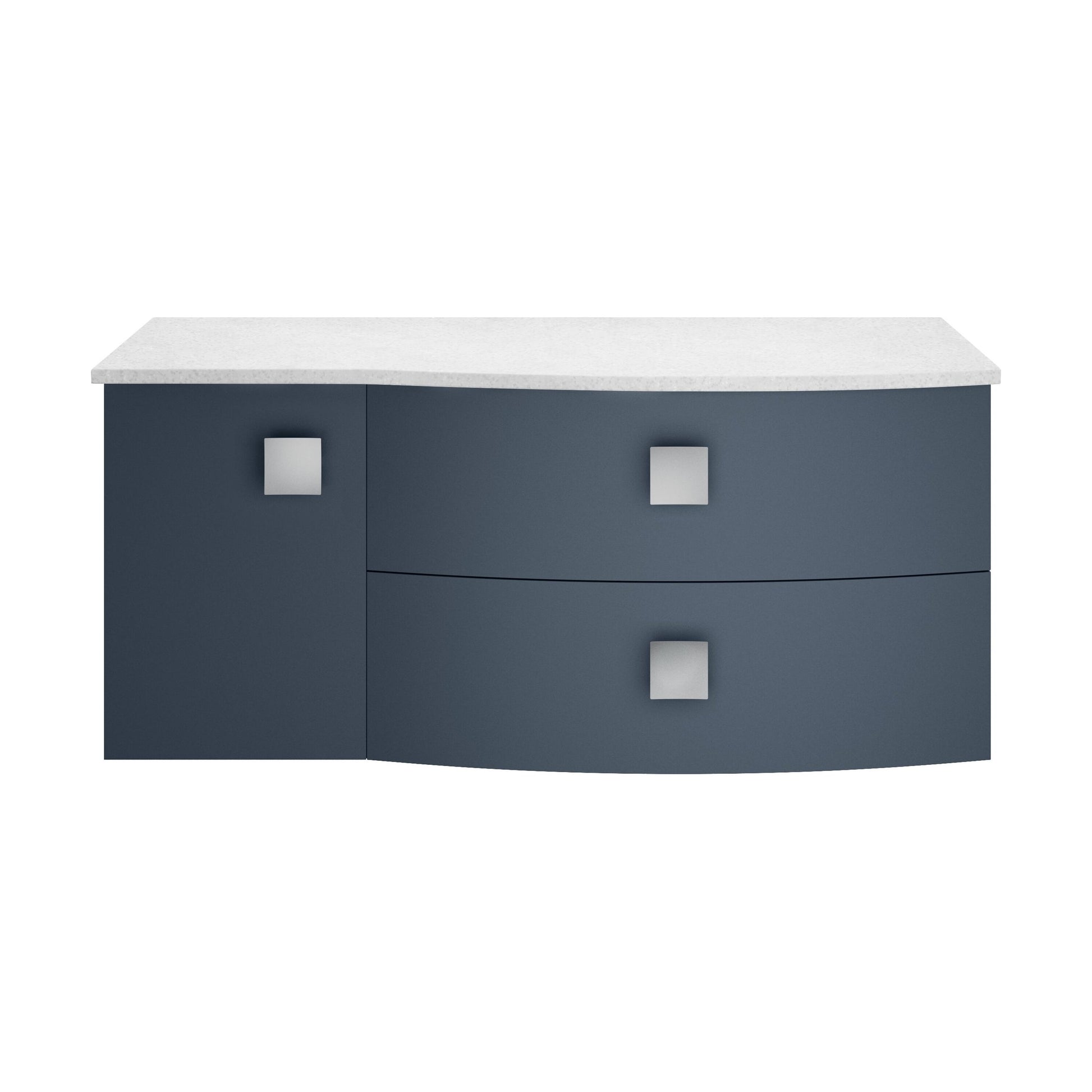 [BFAR303R] Gentleshaw Contemporary Right-Hand Wall Hung Vanity Unit with White Marble Worktop, Mineral Blue, 1000mm - Cutout