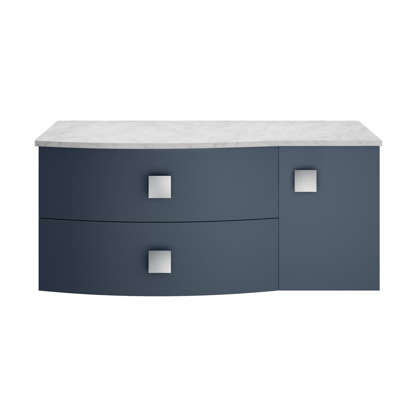 [BFAR305L] Gentleshaw Contemporary 2 Drawer Left-Hand Wall Hung Vanity Unit with Marble Worktop, Mineral Blue, 1000mm - Cutout