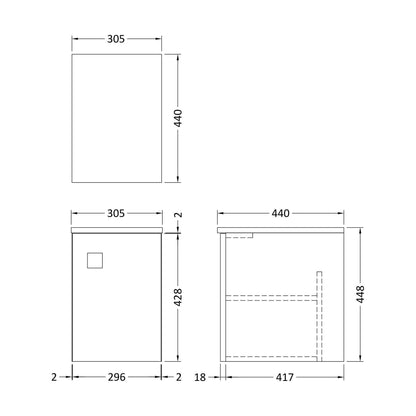 [BFAR360] 700 W/H 2 Drawer Unit - Technical Drawing