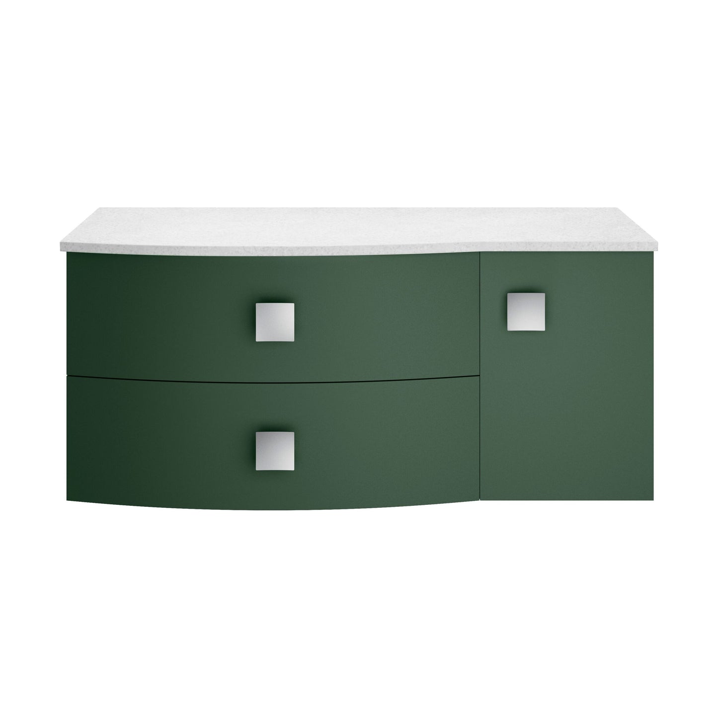 [BFAR803L] Gentleshaw Contemporary Left-Hand Wall Hung Vanity Unit with Marble Worktop, Hunter Green, 1000mm - Cutout