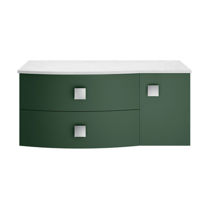 [BFAR803L] Gentleshaw Contemporary Left-Hand Wall Hung Vanity Unit with Marble Worktop, Hunter Green, 1000mm - Cutout