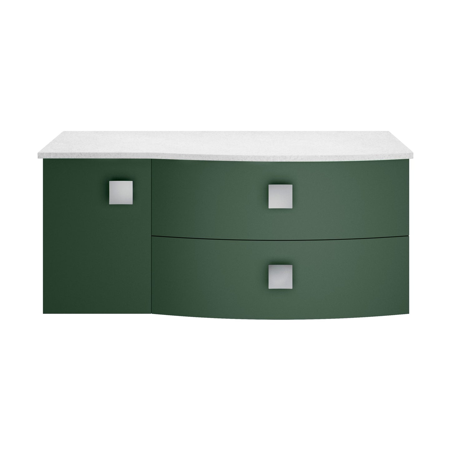 [BFAR803R] Gentleshaw Contemporary 2 Drawer Right-Hand Wall Hung Vanity Unit with White Marble Worktop, 1000mm - Cutout