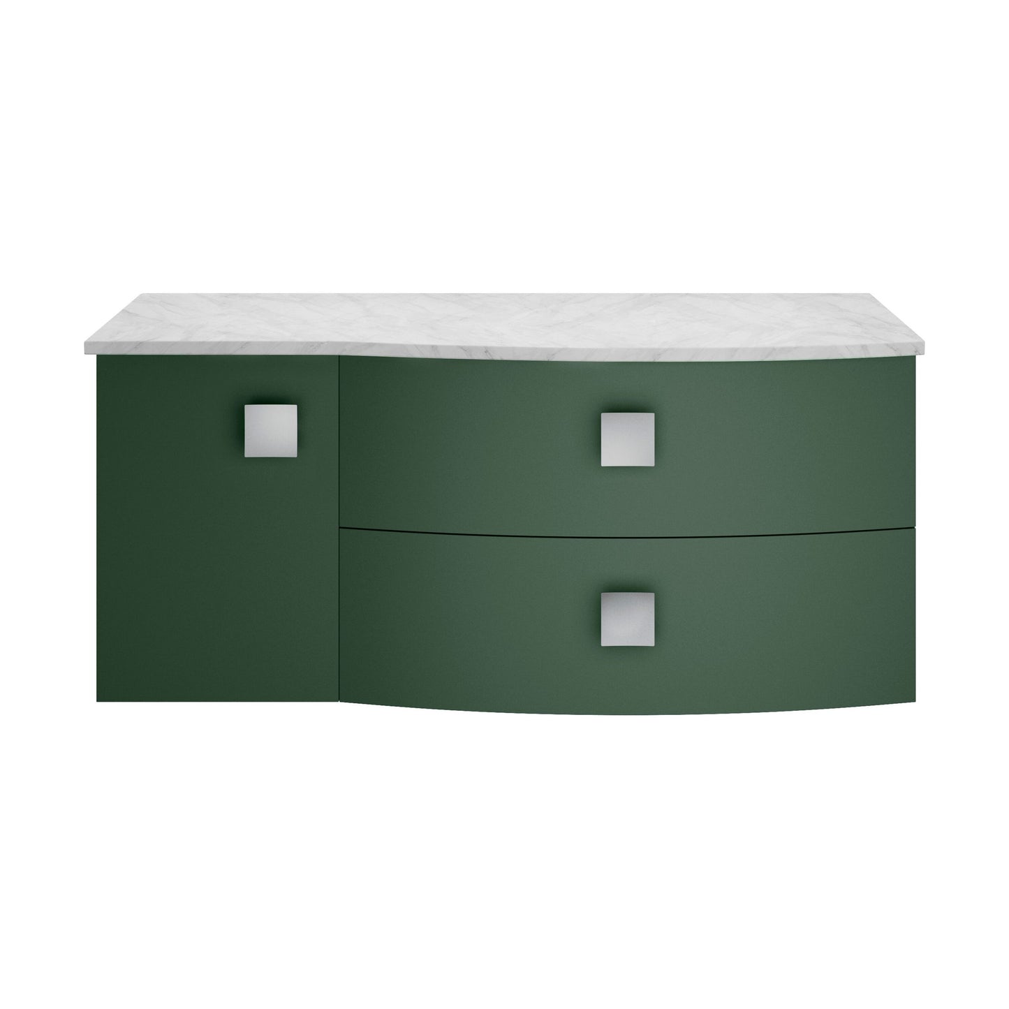 [BFAR805R] Gentleshaw Contemporary 1 Drawer Right-Hand Wall Hung Vanity Unit with Marble Worktop, Hunter Green, 1000mm - Cutout