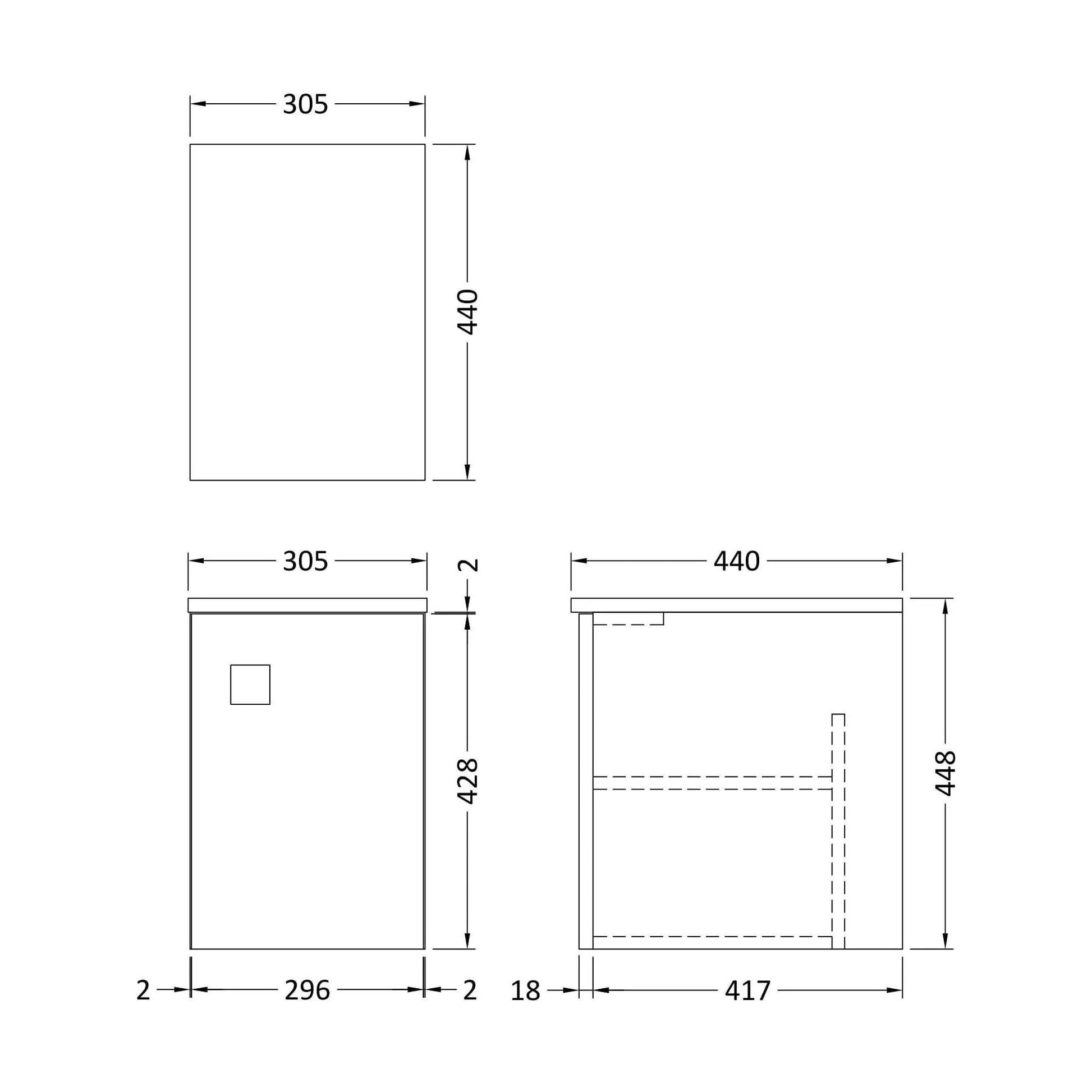 [BFAR860] 300 W/H Side Cabinet - Technical Drawing