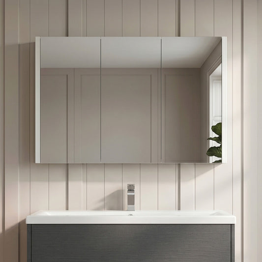 [BFBI116] 900mm Mirror Cabinet GLWHITE - Silo