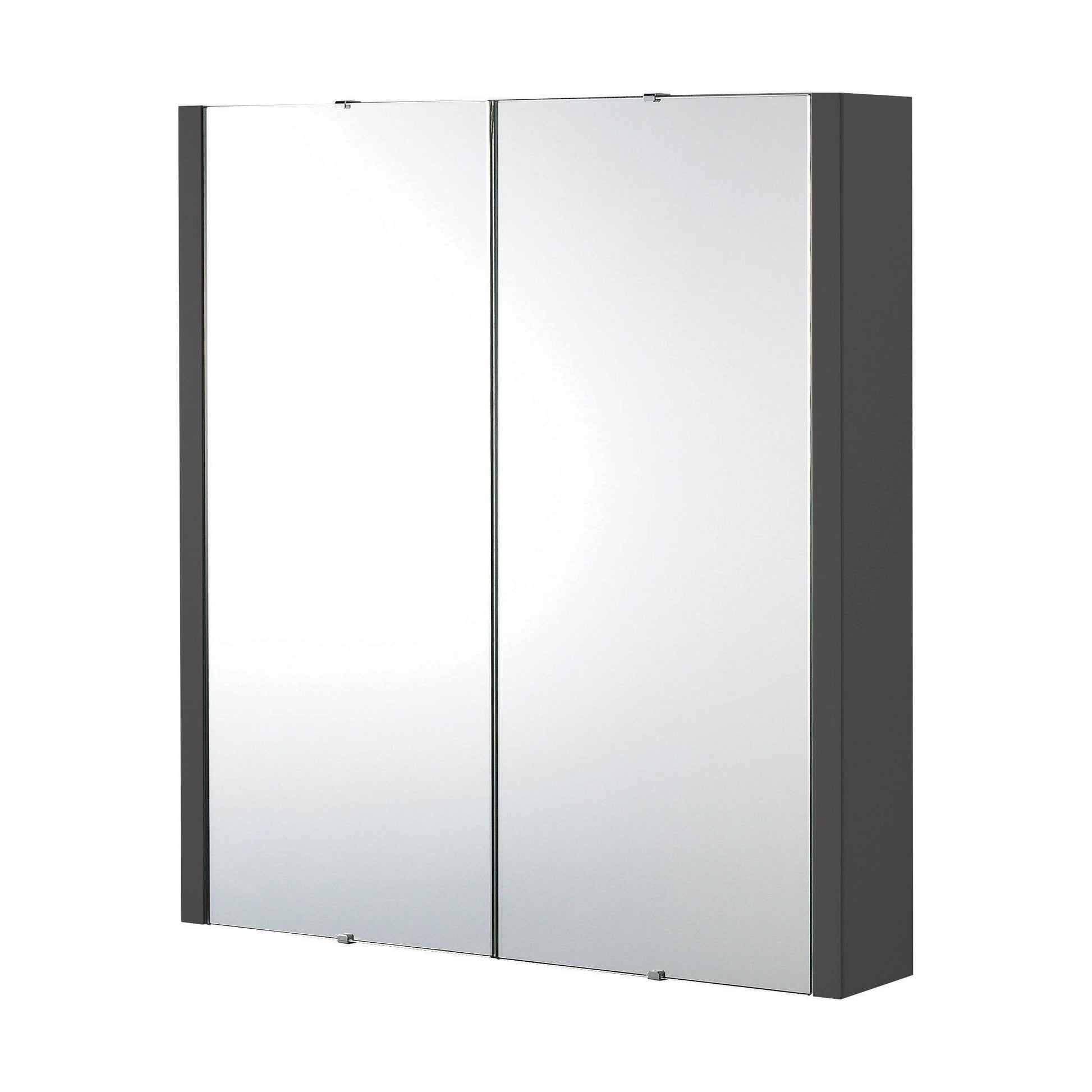 [BFBI913] Bianca Wall Hung 2 Door Mirror Cabinet with Soft Close Doors, 600mm, Gloss Grey - Premium Storage by Balterley - Cutout