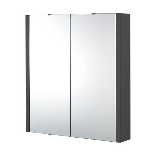 [BFBI913] Bianca Wall Hung 2 Door Mirror Cabinet with Soft Close Doors, 600mm, Gloss Grey - Premium Storage by Balterley - Cutout