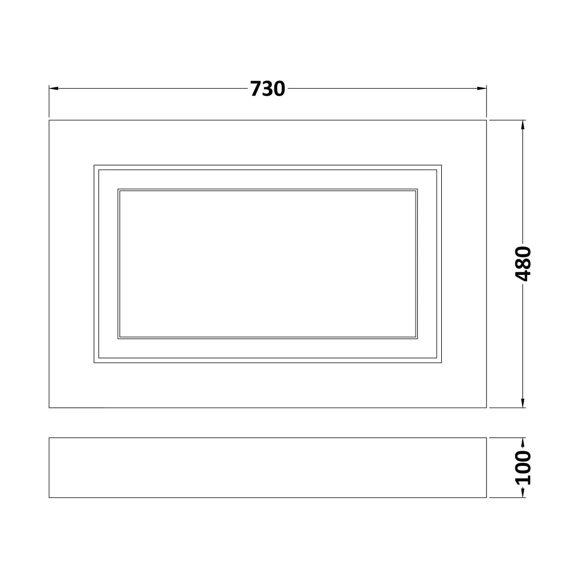 [BFBY112P] 750mm Bath End Panel WGWHT - Technical Drawing