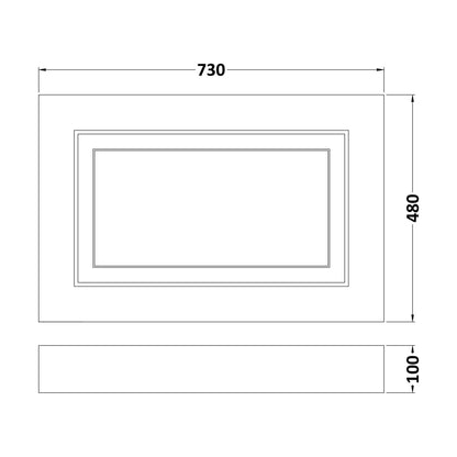 [BFBY112P] 750mm Bath End Panel WGWHT - Technical Drawing