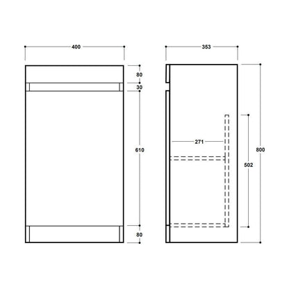 [BFC101PG] 400 1 Door Compact Unit - Technical Drawing