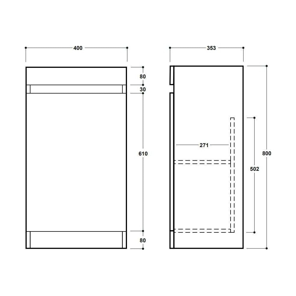 [BFC101WT] 400 1 Door Compact Unit - Technical Drawing