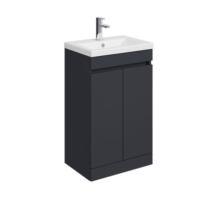 [BFC102BKB] Balterley 500mm Floor Standing 2 Door Compact Unit with Ceramic Basin - Dark Grey - Cutout