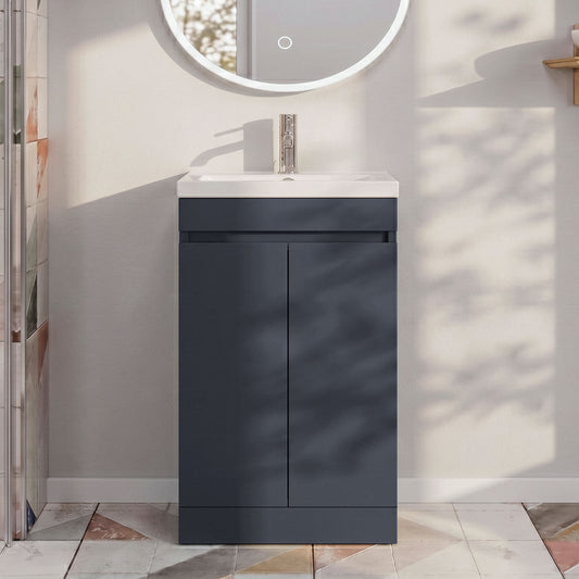 [BFC102BKB] Tean 2 Door Floor Standing Vanity Unit - 500mm Dark Grey - Silo