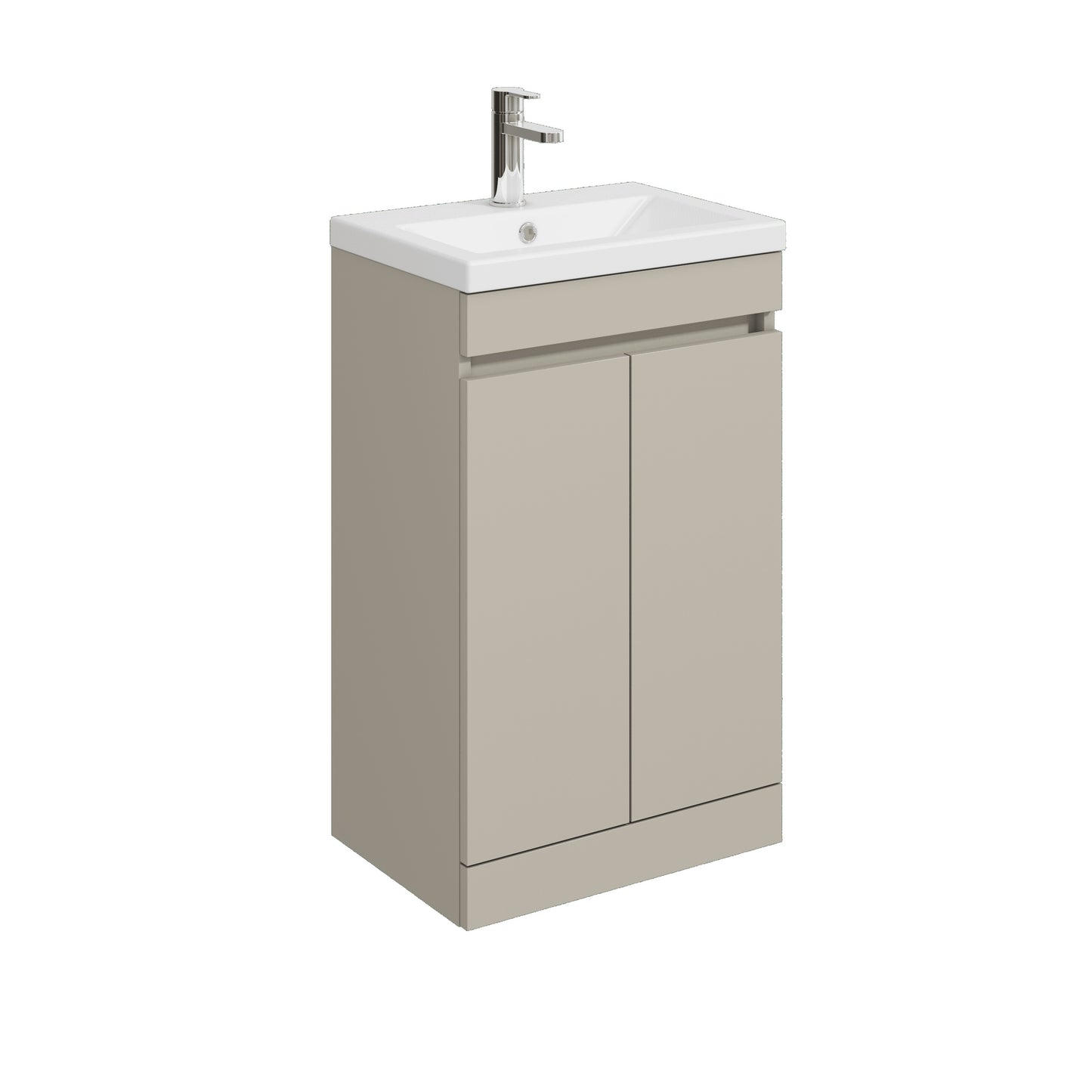 [BFC102PGB] Balterley 500mm Floor Standing 2 Door Compact Unit with Ceramic Basin - Pebble Grey - Cutout