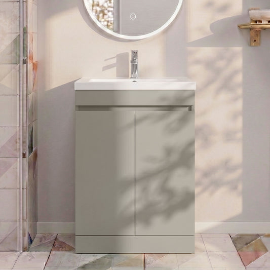 [BFC102PGB] Tean 2 Door Floor Standing Vanity Unit - 500mm Pebble Grey - Silo