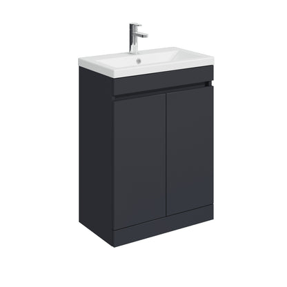 [BFC103BKB] Balterley 600mm Floor Standing 2 Door Compact Unit with Ceramic Basin - Dark Grey - Cutout