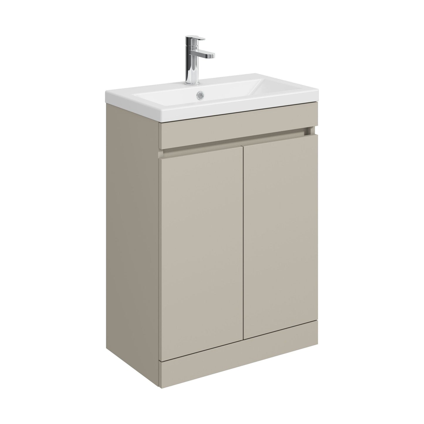 [BFC103PGB] Balterley 600mm Floor Standing 2 Door Compact Unit with Ceramic Basin - Pebble Grey - Cutout