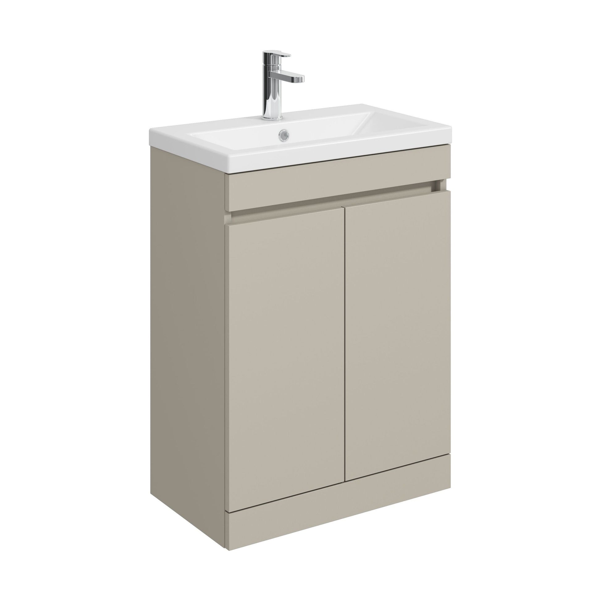 [BFC103PGB] Balterley 600mm Floor Standing 2 Door Compact Unit with Ceramic Basin - Pebble Grey - Cutout