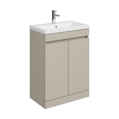 [BFC103PGB] Balterley 600mm Floor Standing 2 Door Compact Unit with Ceramic Basin - Pebble Grey - Cutout