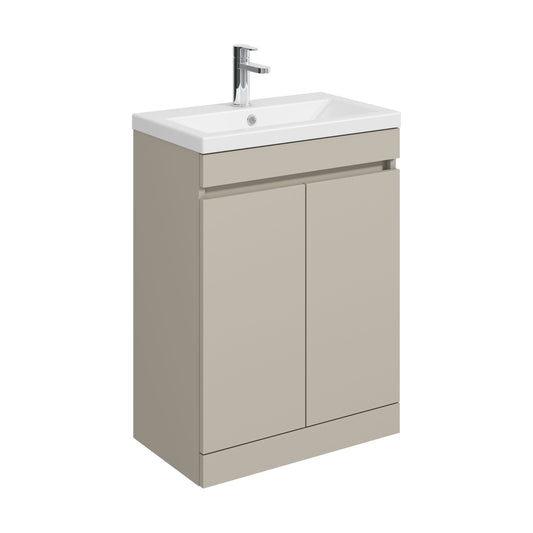[BFC103PGB] Balterley 600mm Floor Standing 2 Door Compact Unit with Ceramic Basin - Pebble Grey - Cutout