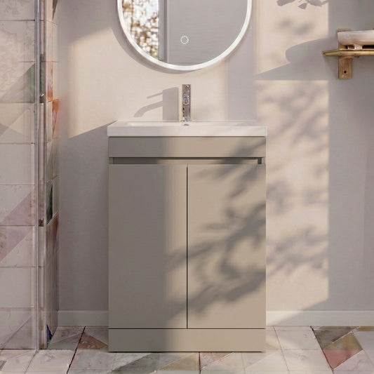 [BFC103PGB] Tean 2 Door Floor Standing Vanity Unit - 600mm Pebble Grey - Silo