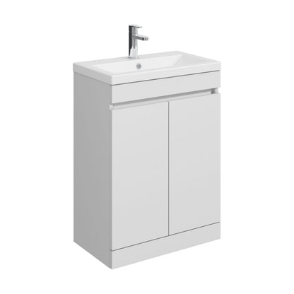 [BFC103WTB] Balterley 600mm Floor Standing 2 Door Compact Unit with Ceramic Basin - White - Cutout