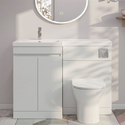 [BFC412LWT] Tean 1000mm Floor Standing Compact Unit with Polymarble Basin - Choice of Orientation and Colour - Silo