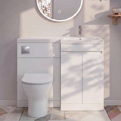 [BFC413RWT] Tean 1100mm Floor Standing Compact Unit with Polymarble Basin - Choice of Orientation and Colour - Silo