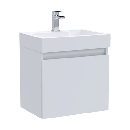 [BFCH001] Wall Hung Vanity Basin Unit & Polymarble Basin - 500mm - Gloss White - Cutout