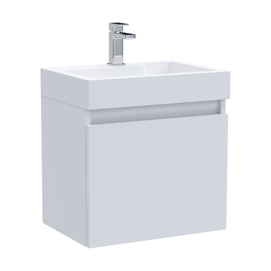 [BFCH001] Wall Hung Vanity Basin Unit & Polymarble Basin - 500mm - Gloss White - Cutout