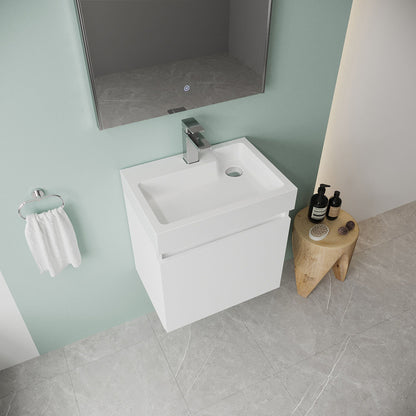 [BFCH001] Wall Hung Vanity Basin Unit & Polymarble Basin - 500mm - Gloss White - Lifestyle 2