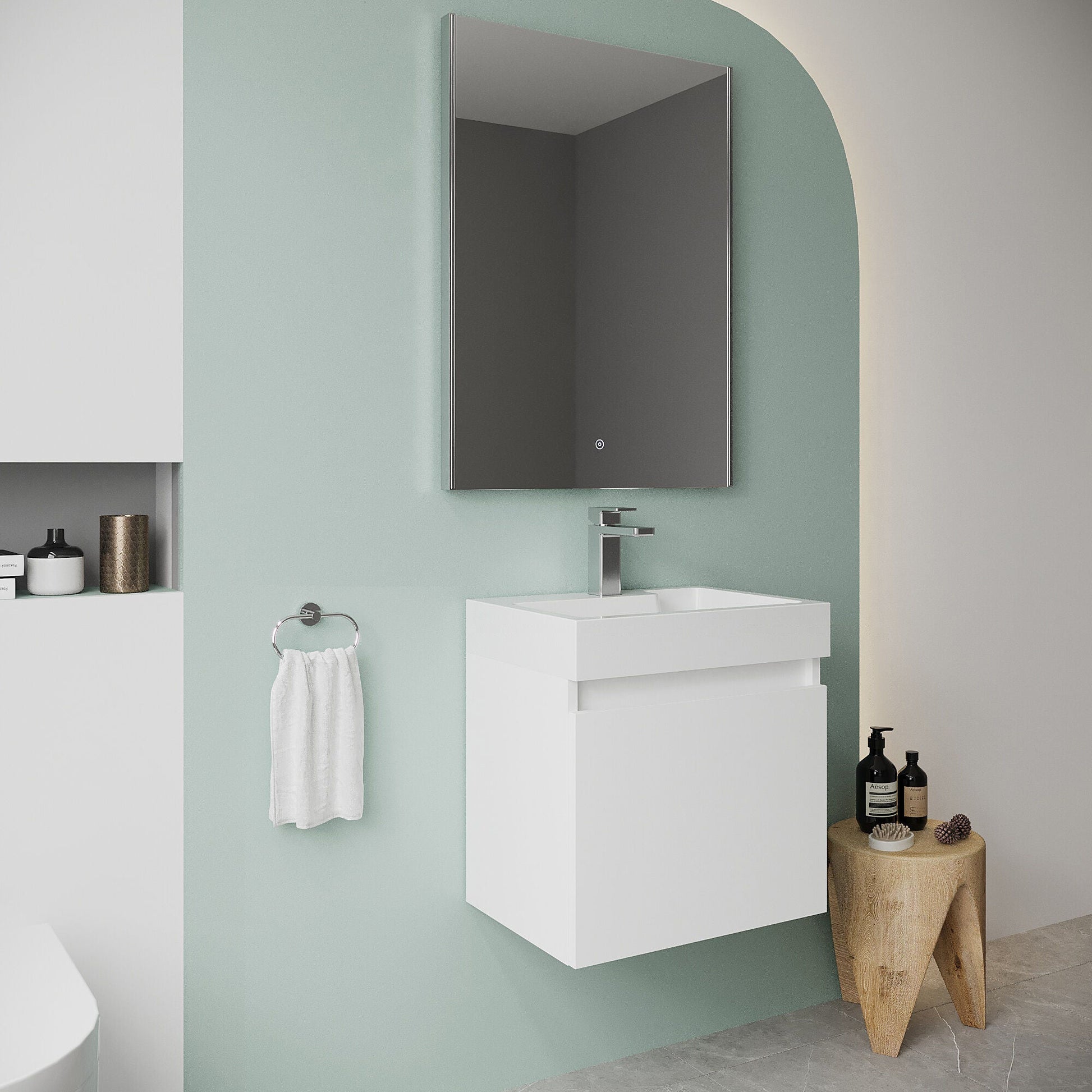 [BFCH001] Wall Hung Vanity Basin Unit & Polymarble Basin - 500mm - Gloss White - Lifestyle 3