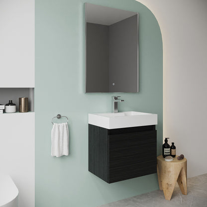 [BFCH005] Wall Hung Vanity Basin Unit & Polymarble Basin - 500mm - Woodgrain Charcoal Black - Lifestyle 3