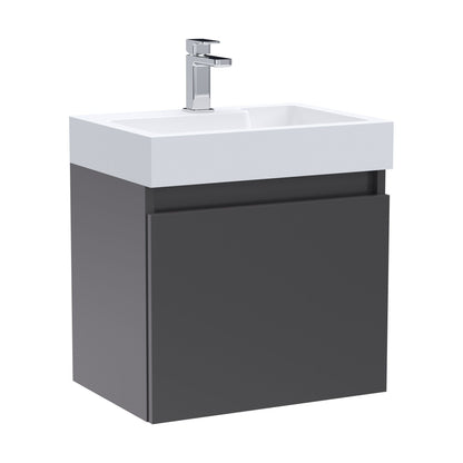[BFCH008] Wall Hung Vanity Basin Unit & Polymarble Basin - 500mm - Gloss Grey - Cutout