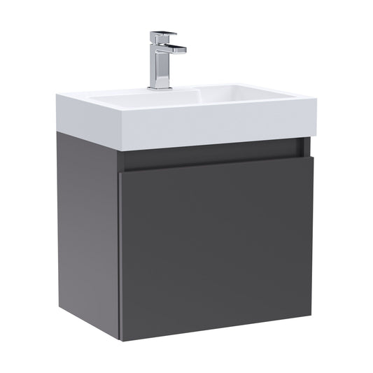 [BFCH008] Wall Hung Vanity Basin Unit & Polymarble Basin - 500mm - Gloss Grey - Cutout