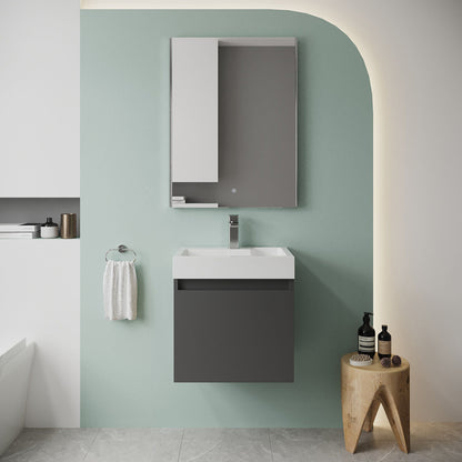 [BFCH008] Wall Hung Vanity Basin Unit & Polymarble Basin - 500mm - Gloss Grey - Lifestyle 1