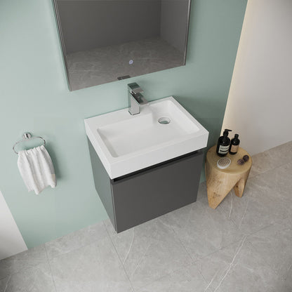 [BFCH008] Wall Hung Vanity Basin Unit & Polymarble Basin - 500mm - Gloss Grey - Lifestyle 2