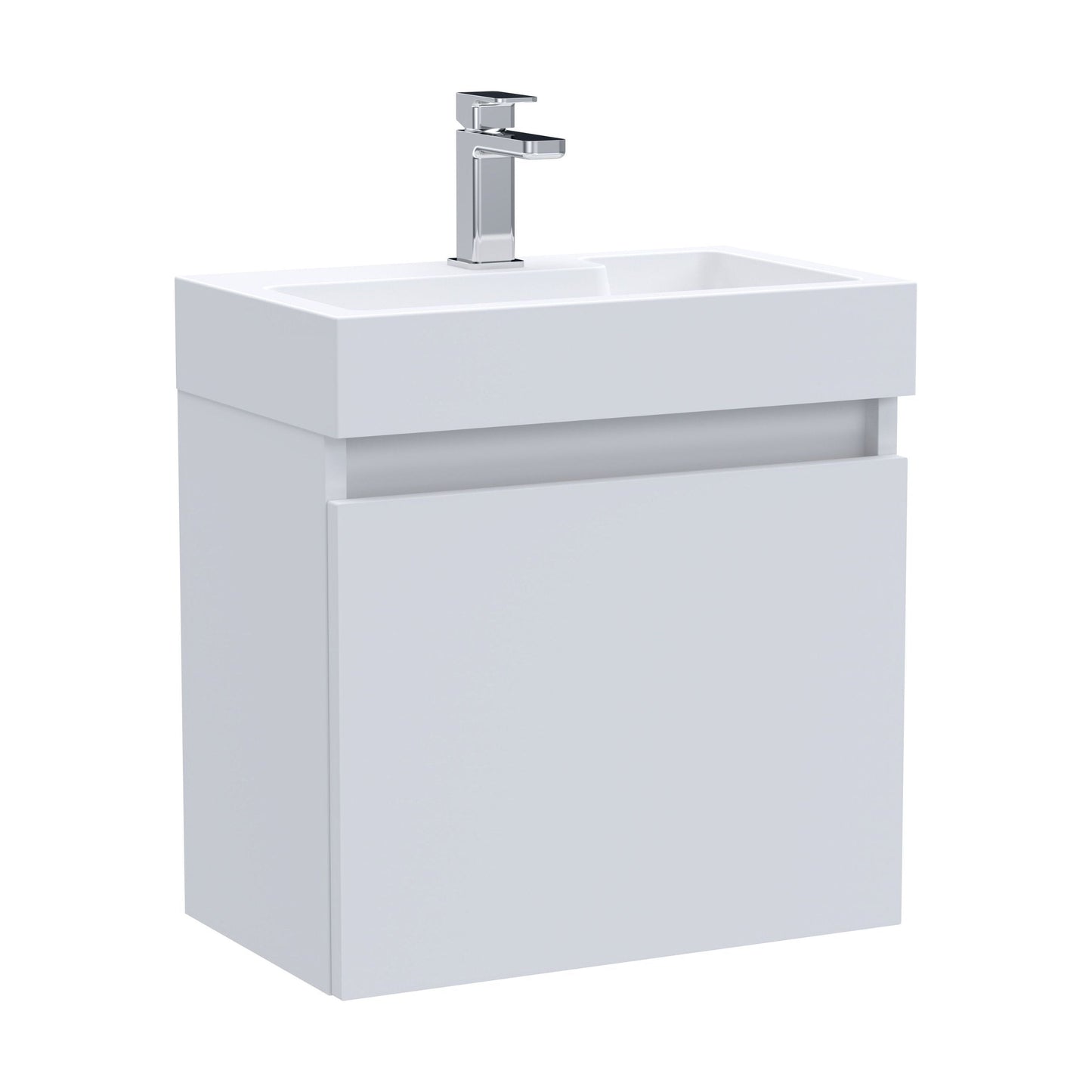 [BFCH011] Wall Hung Vanity Basin Unit & Slimline Polymarble Basin - 500mm - Gloss White - Cutout