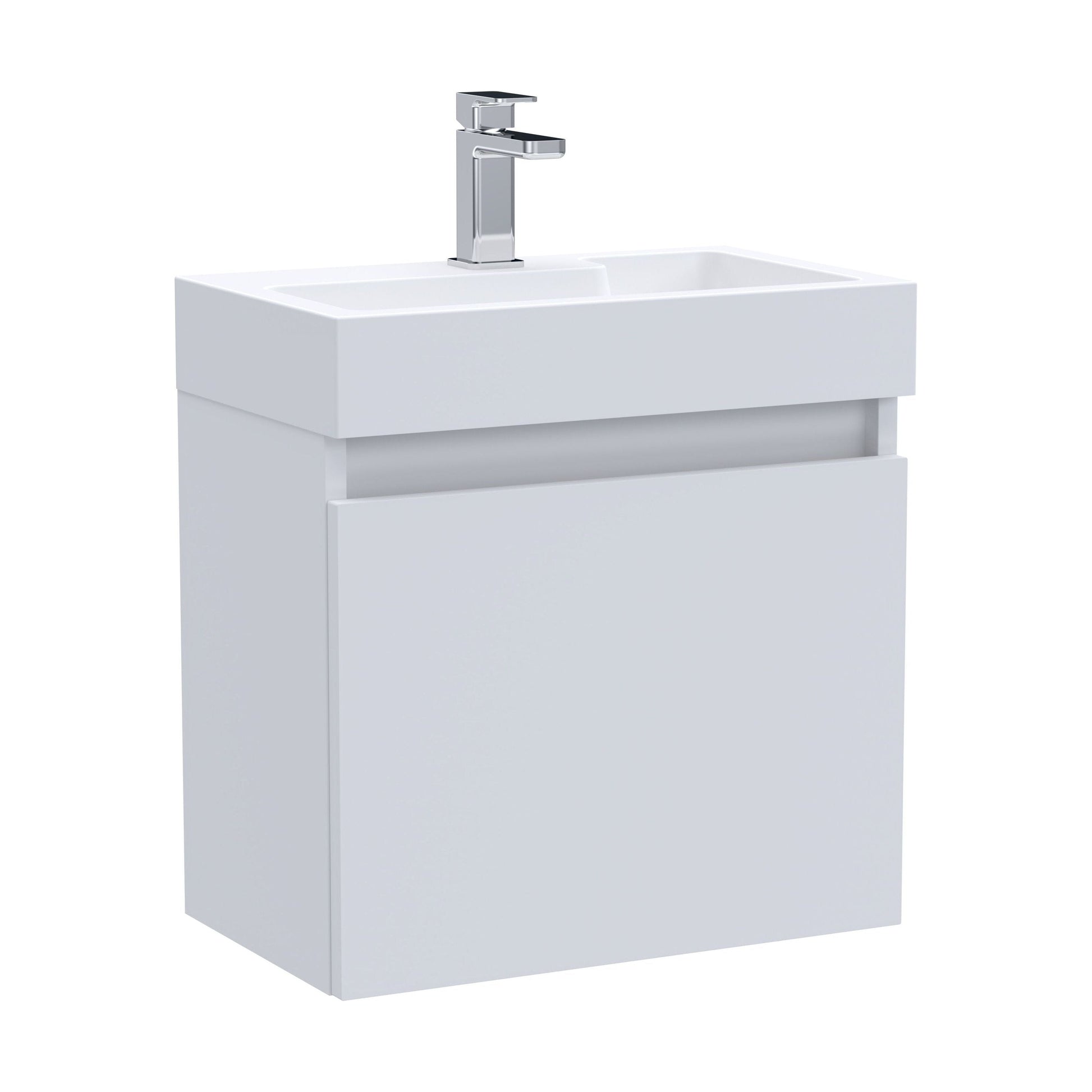 [BFCH011] Wall Hung Vanity Basin Unit & Slimline Polymarble Basin - 500mm - Gloss White - Cutout