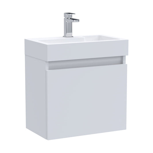 [BFCH011] Wall Hung Vanity Basin Unit & Slimline Polymarble Basin - 500mm - Gloss White - Cutout