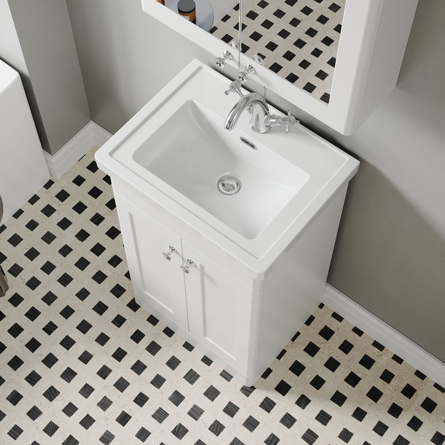 [BFCL123A] Swynnerton Traditional Floor Standing Vanity Basin Unit with 1 Tap Hole Ceramic Basin - Choice of Size and Finish - Lifestyle 2