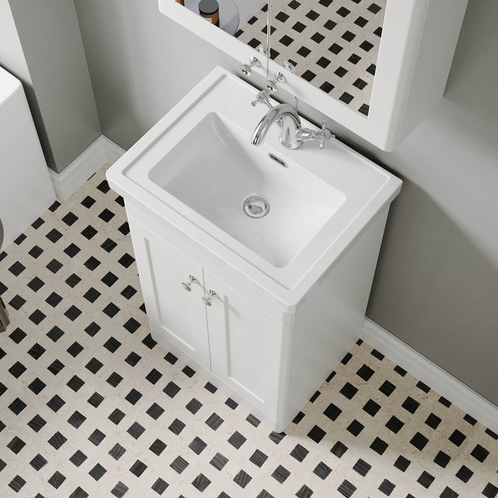 [BFCL123A] Swynnerton Traditional Floor Standing Vanity Basin Unit with 1 Tap Hole Ceramic Basin - Choice of Size and Finish - Lifestyle 2